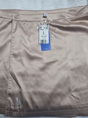 Adidas Wrap Skirt in Light Taupe with Rhinestone Trefoil